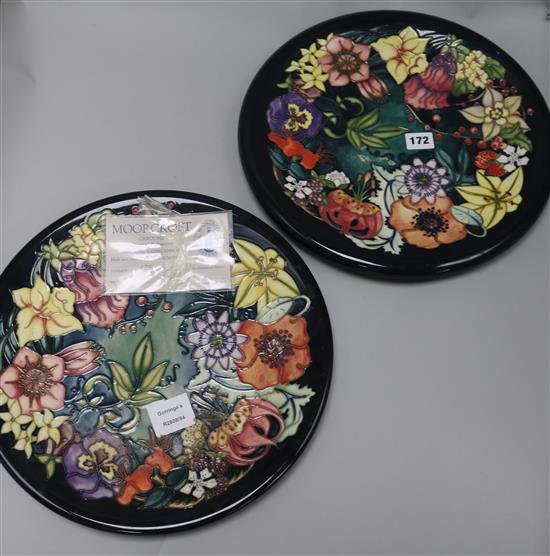 A pair of Moorcroft carousel chargers